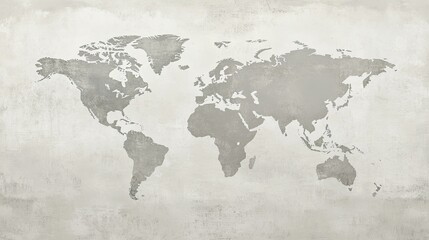 World Map Wall Art: Subtle Grey Tones on Textured Canvas