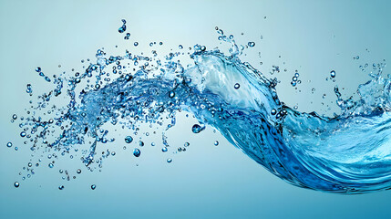 Vibrant Blue Water Splash Capturing Dynamic Movement and Fluid Forms Against a Clean Background