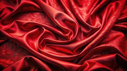 Obraz premium Richly colored vibrant red silk fabric with intricate patterns and a luxurious sheen, creating a dramatic backdrop for various products or scenes , luxury, fabric