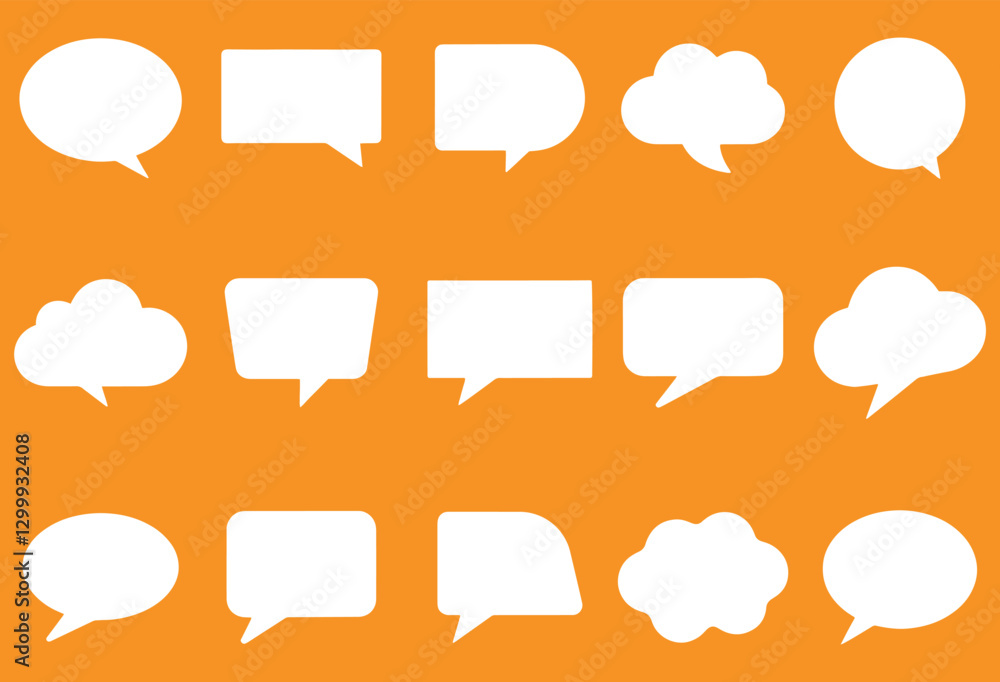 Poster flat speech bubble set in paper style design