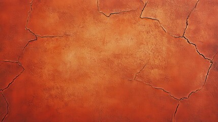 Fototapeta premium An orange textured wall with cracks is shown closeup