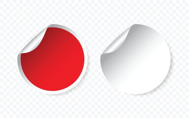 Set of blank stickers. Empty promotional labels. Vector illustration. red and white round circle tags.