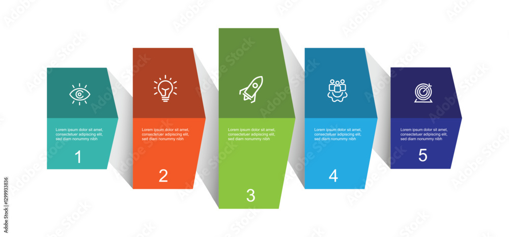 Aufkleber Infographic template vector element with origami style and 5 process or option 