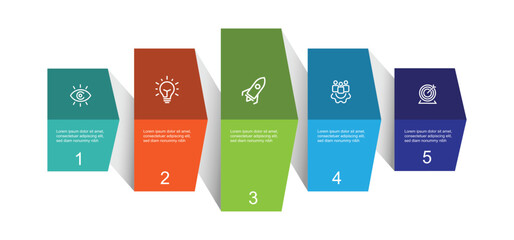 Infographic template vector element with origami style and 5 process or option 