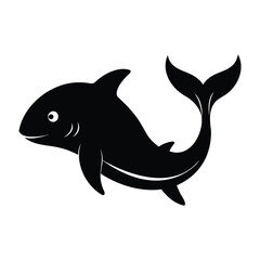 Fototapeta premium cute little leviahan icon silhouette vector illustration on white background