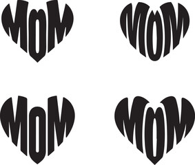 Mom Heart Typography Vector Mother's Day Love