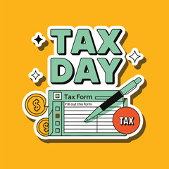 Tax Day Sticker Vector Finance Money Payment