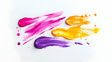 Colorful Paint Strokes in Pink Orange And Purple Hues Against White Background