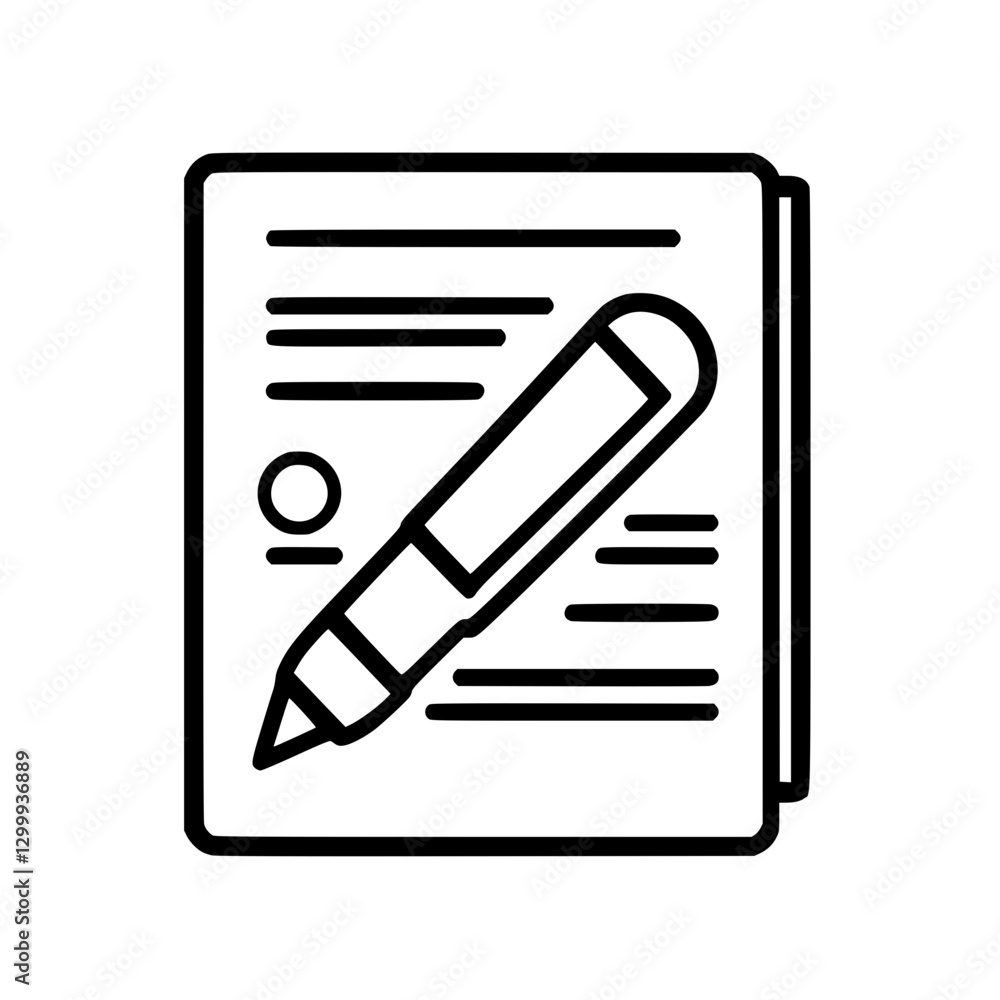 Poster notebook with pencil icon representing writing and documentation
