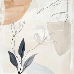 Abstract muted colors florals painting poster decoration