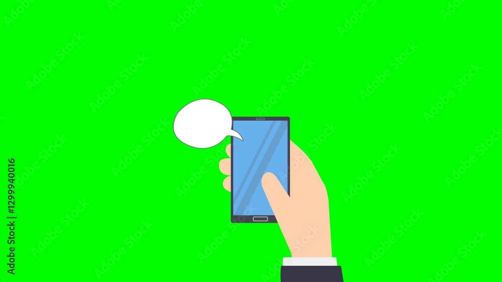 Aufkleber 2d animation of a mobile phone and cloud sending a message.