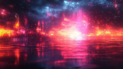 Vibrant technical difficulties screen featuring bold glitch effects and distorted pixels for a dynamic, colorful digital error display