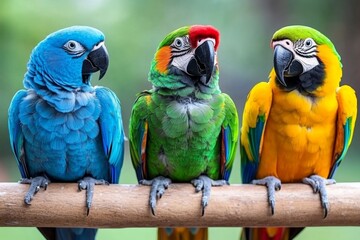 Obraz premium A tropical island filled with exotic birds, colorful parrots, and unique wildlife