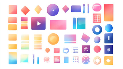 A vibrant collection of colorful geometric shapes and design elements, perfect for modern digital projects and creative applications