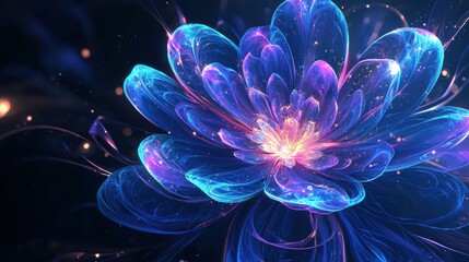 A stunning digital representation of a glowing flower, showcasing vibrant colors and intricate details, perfect for backgrounds and artistic projects.