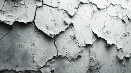 Cracked and Peeling White Wall Texture with Subtle Shadows, Ideal for Background Use