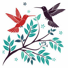 Hummingbirds Silhouette vector illustration