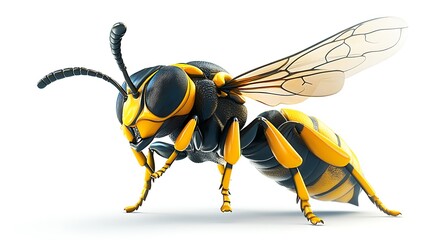 3d yellow wasp art studio intricate digital close-up exploration
