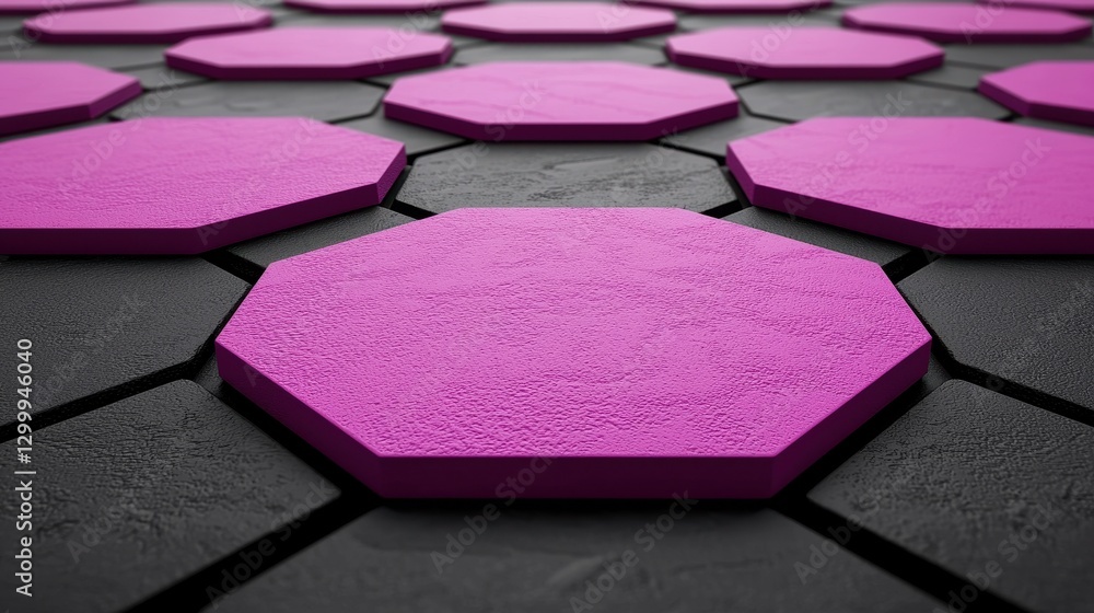 Poster pink hexagonal shapes on dark textured background for design use