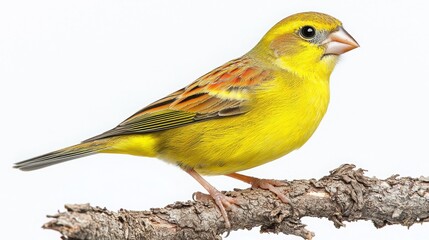 Fototapeta premium Yellow bird perched on a branch isolated in nature showcasing a finch in its natural habitat