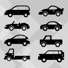 illustration Icons set silhouette side black color car