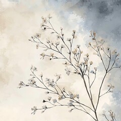 Abstract muted colors florals painting poster decoration