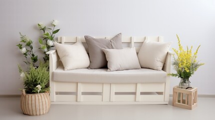 Isolated beige living room interior design concept