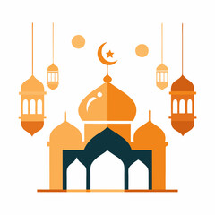 Stylish Mosque Artwork for Eid Simple & Graceful.