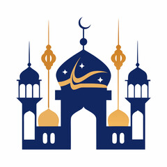 Stylish Mosque Artwork for Eid Simple & Graceful.