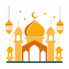 Stylish Mosque Artwork for Eid Simple & Graceful.