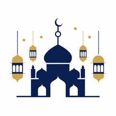 Beautiful Mosque Illustration Celebrating Eid.