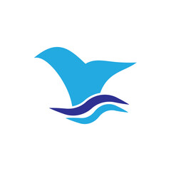 tail whale logo icon illustration flat