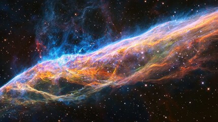 Beautiful Cosmic Nebula with Vivid Colors and Starry Background