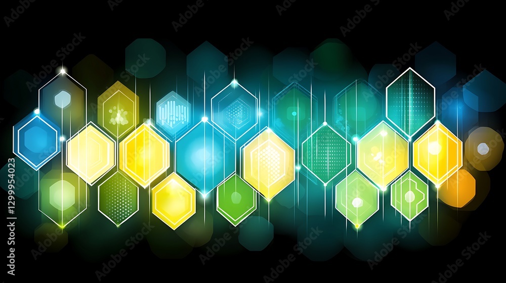 Poster abstract hexagon network technology design