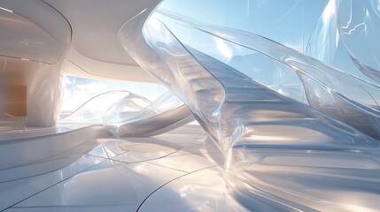 A Staircase Made of Transparent  Panels
