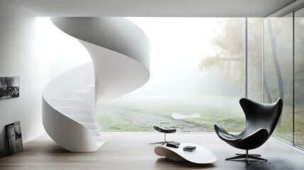A Staircase Made of Transparent  Panels
