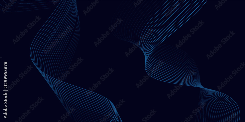 Poster dark abstract background with glowing wave. shiny moving lines design element. modern purple blue gr