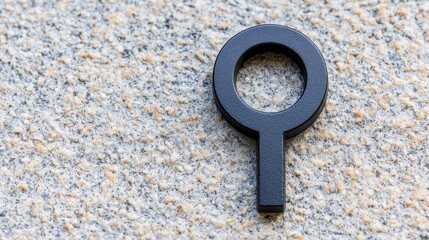 Black Circular Keyhole Shape on Textured Stone Surface Background