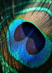 Closeup portrait of a vibrant peacock feather
