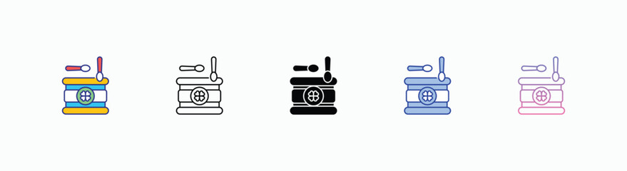 Drum icons set in different style vector stock 