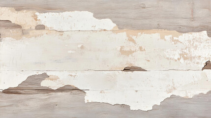 Weathered wood with peeling white paint and rustic texture
