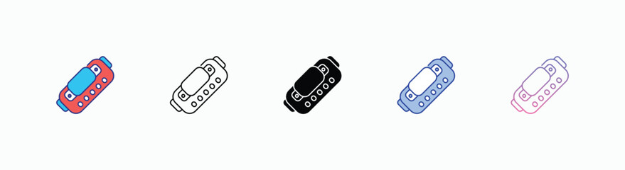Harmonica icons set in different style vector stock 