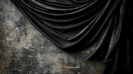 Fototapeta premium Dark Draped Fabric on Textured Background