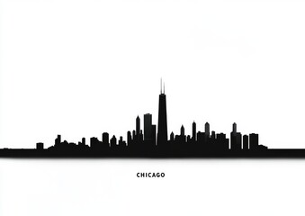 Fototapeta premium A black color silhouette of a Chicago skyline.