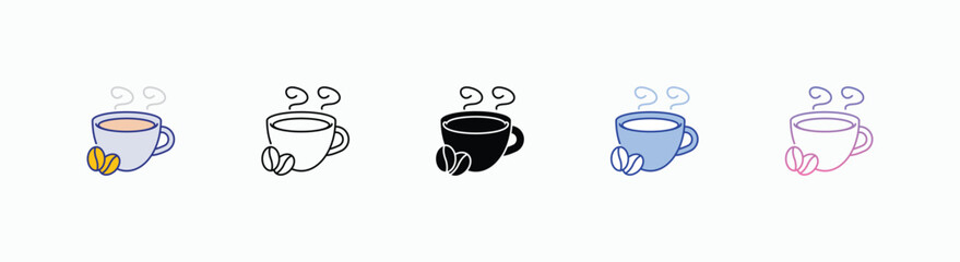 Coffee icons set in different style vector stock 