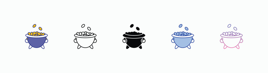 Gold Pot icons set in different style vector stock 
