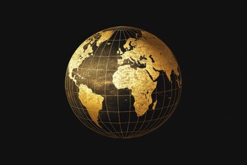Fototapeta premium Golden globe on black background.