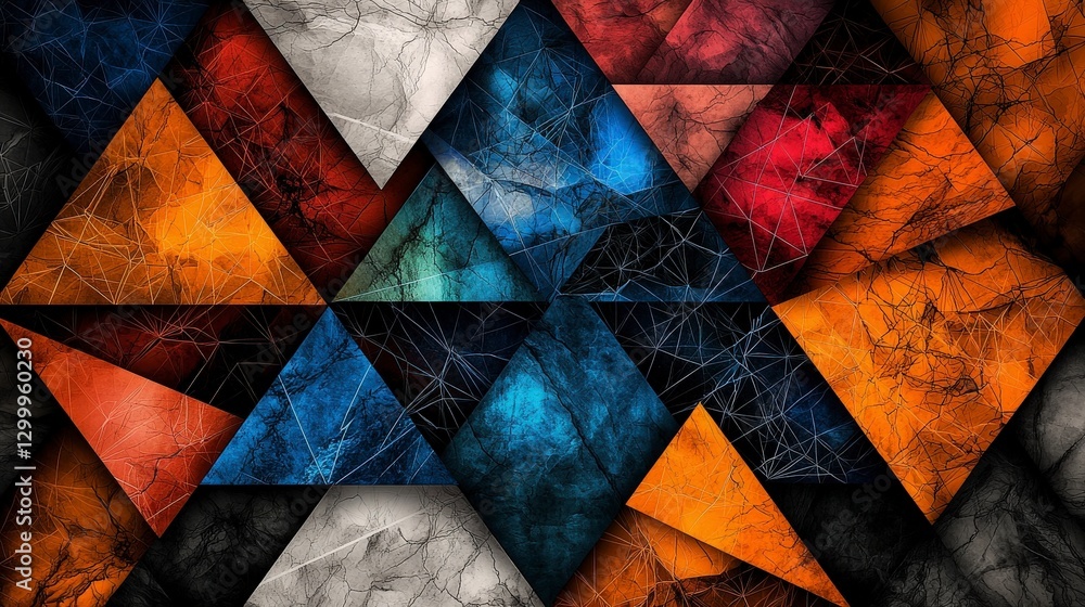 Leinwandbilder geometric pattern art piece featuring triangular shapes modern gallery digital artwork abstract clos