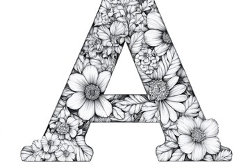 Obraz premium Decorative letter A filled with blooming flowers creating a beautiful floral pattern