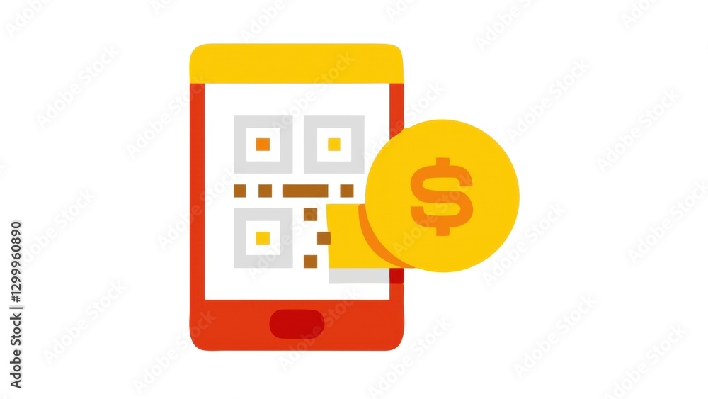 Poster a smartphone displays a qr code with a dollar sign, symbolizing digital payments and transactions.